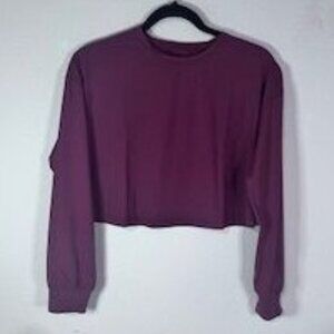 Lululemon Muscle Love Long Sleeve Top Size 2 Wine Maroon Cropped